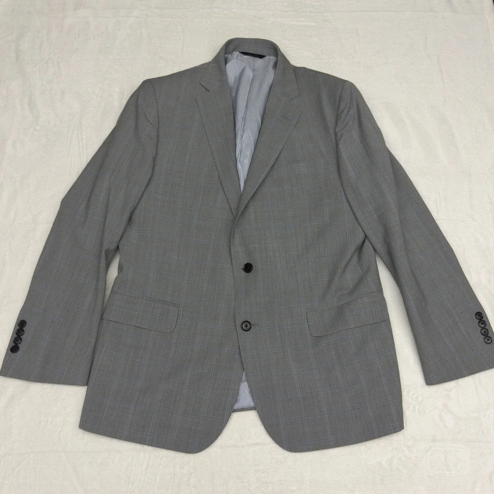 Brooks Brothers Explorer Regent Fit Grey Plaid Wool Blazer Sport Coat 44R